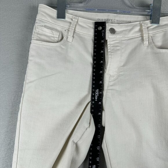 Old Navy Rockstar Jeans Smooth & Slim Fit Mid Rise Stay-White Women Size 4 - Picture 6 of 9